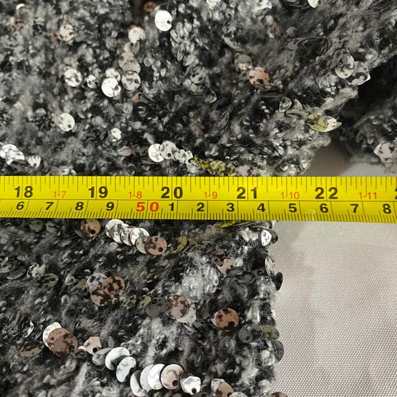 H&M Black Silver Sequin Oversize Textured Long Sleeve Open Front Lined Jacket M - Picture 12 of 13